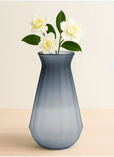 Origami Frosted Multi-Color Elegant Matte Design Flower Desk Decorative Glass Vase (D12 x H25)cm - Grey