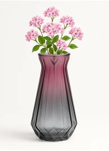 Diamond Frosted Design Multi-Color Elegant Matte Flower Desk Decorative Glass Vase (D12 x H24)cm - Red &amp; Grey