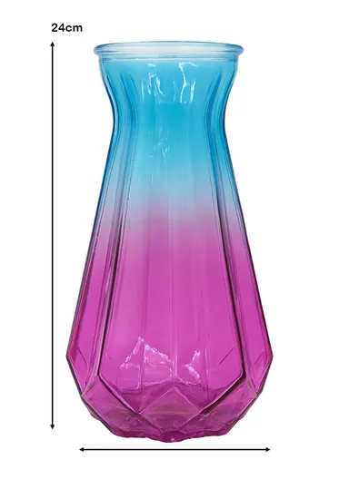 Diamond Frosted Design Multi-Color Elegant Matte Flower Desk Decorative Glass Vase (D12 x H24)cm - Purple