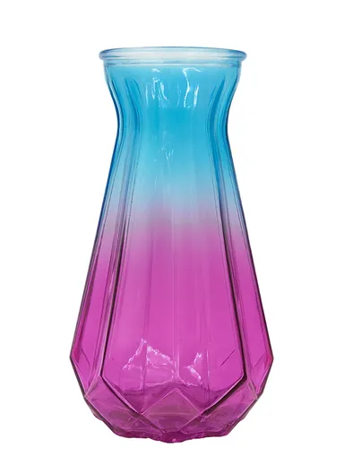 Diamond Frosted Design Multi-Color Elegant Matte Flower Desk Decorative Glass Vase (D12 x H24)cm - Purple