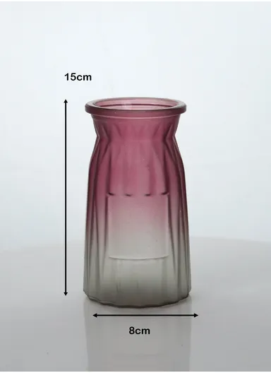 Origami Frosted Design Multi-Color Matte Elegant Flower Desk Decorative Glass Vase (D8 x H15)cm - Red