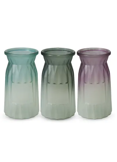 Origami Frosted Design Multi-Color Matte Elegant Flower Desk Decorative Glass Vase (D8 x H15)cm - Red