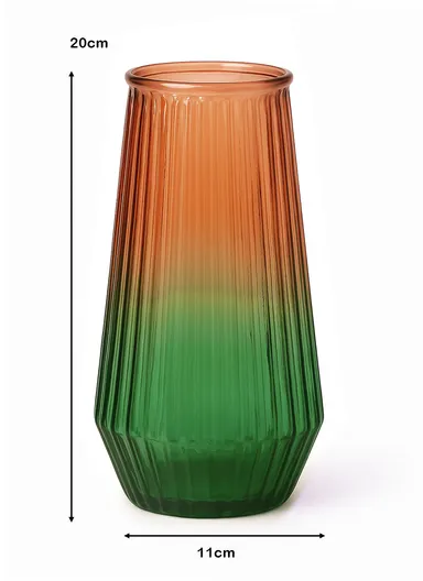 Cappuccino Design Multi-Color Elegant Modern Design Flower Desk Decorative Glass Vase (D11 x H20)cm - Green &amp; Orange