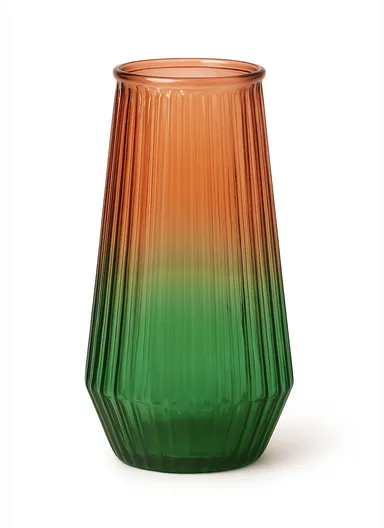 Cappuccino Design Multi-Color Elegant Modern Design Flower Desk Decorative Glass Vase (D11 x H20)cm - Green &amp; Orange