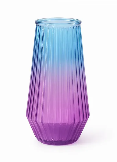 Cappuccino Design Multi-Color Elegant Modern Design Flower Desk Decorative Glass Vase (D11 x H20)cm - Purple &amp; Blue