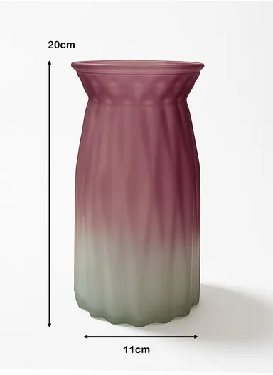 Origami Frosted Design Multi-Color Elegant Matte Flower Desk Decorative Glass Vase (D11 x H20)cm - Red