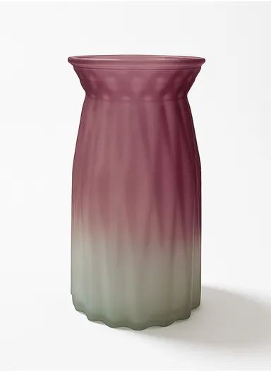 Origami Frosted Design Multi-Color Elegant Matte Flower Desk Decorative Glass Vase (D11 x H20)cm - Red