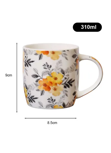 310ml Flower Design Ceramic Mug, Dishwasher &amp; Microwave Safe Mug SDM020-3349 - Style 2