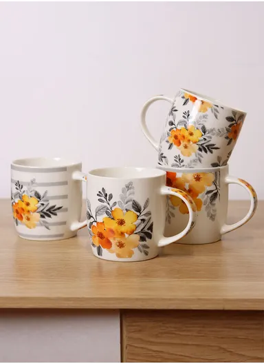 310ml Flower Design Ceramic Mug, Dishwasher &amp; Microwave Safe Mug SDM020-3349 - Style 2