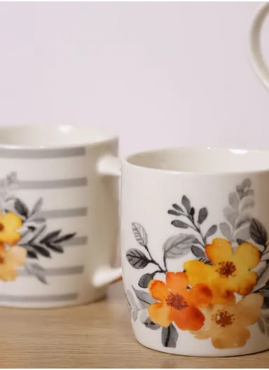 310ml Flower Design Ceramic Mug, Dishwasher &amp; Microwave Safe Mug SDM020-3349 - Style 4