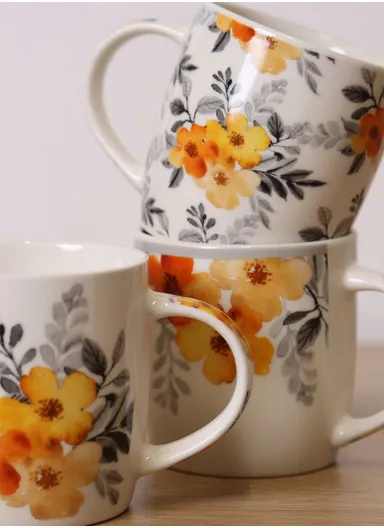 310ml Flower Design Ceramic Mug, Dishwasher &amp; Microwave Safe Mug SDM020-3349 - Style 4