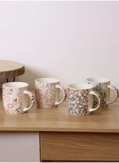 310ml Flower Design Ceramic Mug, Dishwasher &amp; Microwave Safe Mug SDM020-3326 - Style 2