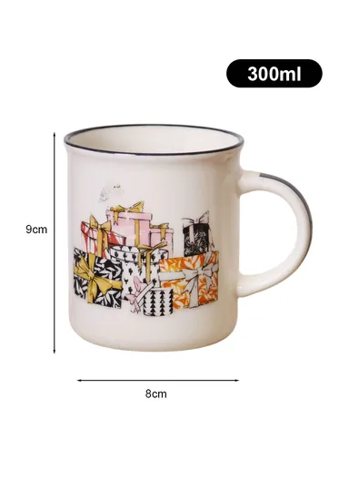 300ml Ceramic Mug, Multi-Use Large Capacity Mug - Style 2