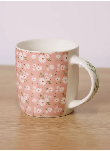 310ml Flower Design Ceramic Mug, Dishwasher &amp; Microwave Safe Mug SDM020-2689 - Style 1