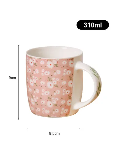 310ml Flower Design Ceramic Mug, Dishwasher &amp; Microwave Safe Mug SDM020-2689 - Style 1