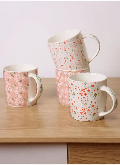 310ml Flower Design Ceramic Mug, Dishwasher &amp; Microwave Safe Mug SDM020-2689 - Style 1