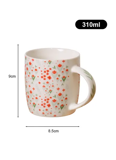 310ml Flower Design Ceramic Mug, Dishwasher &amp; Microwave Safe Mug SDM020-2689 - Style 2