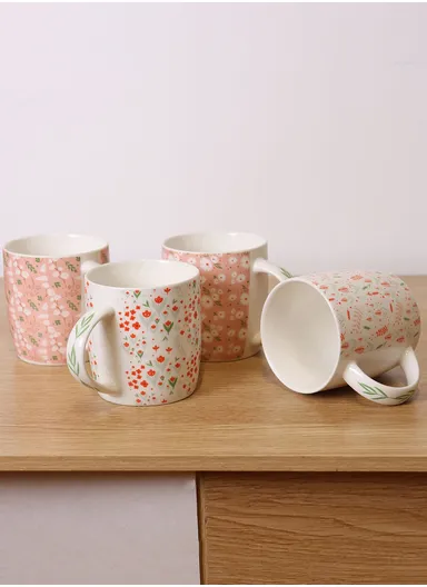 310ml Flower Design Ceramic Mug, Dishwasher &amp; Microwave Safe Mug SDM020-2689 - Style 2
