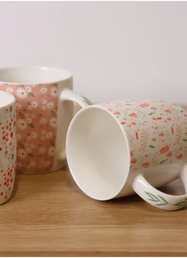 310ml Flower Design Ceramic Mug, Dishwasher &amp; Microwave Safe Mug SDM020-2689 - Style 3