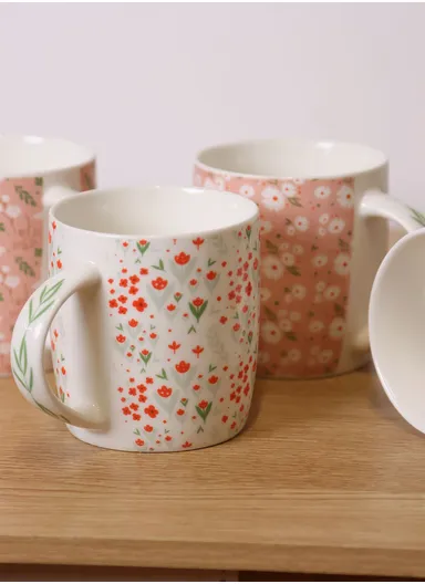 310ml Flower Design Ceramic Mug, Dishwasher &amp; Microwave Safe Mug SDM020-2689 - Style 4