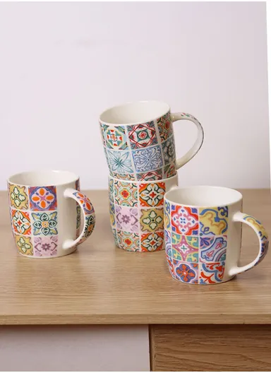 310ml Patern Design Ceramic Mug, Dishwasher &amp; Microwave Safe Mug SDM020-3327 - Style 4