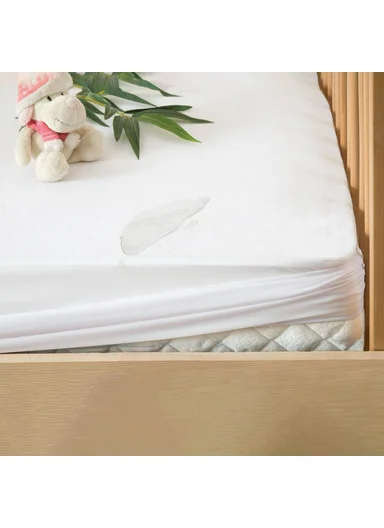 Bamboo Liquid proof Baby Mattress Protector (W60 x L120) cm  - White
