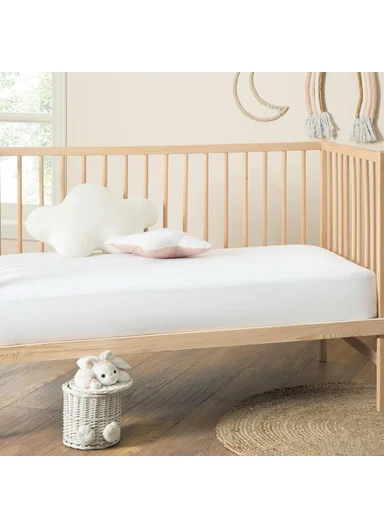 Bamboo Liquid proof Baby Mattress Protector (W60 x L120) cm  - White
