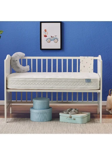 Blue Star Baby Spring Mattress (W70 x L120 x H15) cm- White