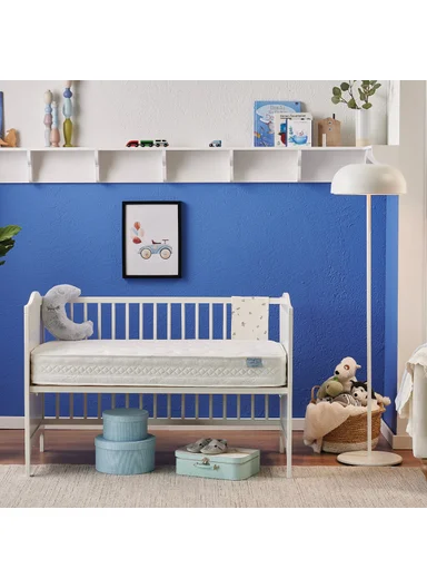 Blue Star Baby Spring Mattress (W70 x L120 x H15) cm- White