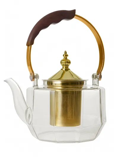 1500ml High Borosilicate Heat Resistant Glass Teapot with Stainless Steel Handle &amp; Strainer – Transparent