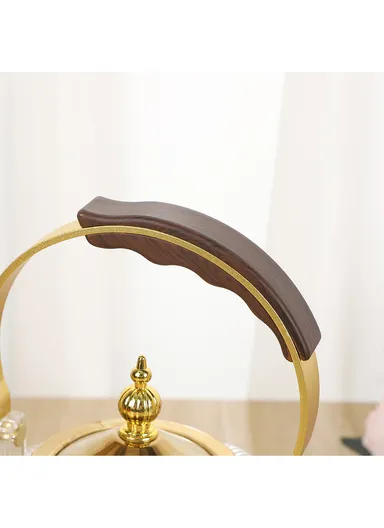 1000ml High Borosilicate Heat Resistant Glass Teapot with Stainless Steel Handle &amp; Strainer – Transparent Gold