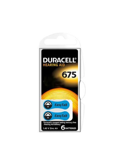 Duracell 675 Hearing Aid Battery - Pack of 6