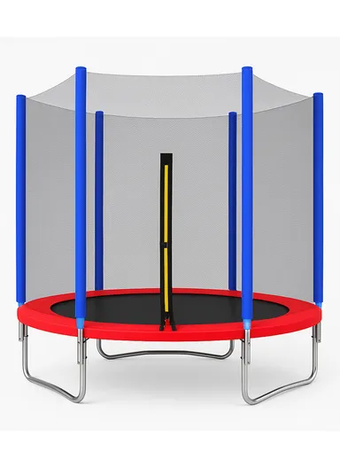 183cm Garden Trampoline 200cm Total Height 46cm Off-Floor Height 150kg Maximum Load Capacity with Safety Net-Mesh LB6FT- Red