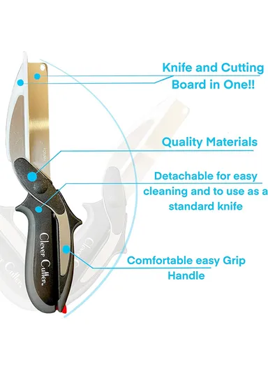 2-in-1 Kitchen Cutter, Knife and Cutting Board Combo for Fast Food preparation