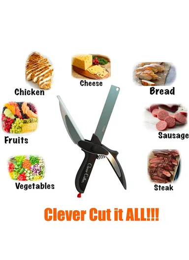 2-in-1 Kitchen Cutter, Knife and Cutting Board Combo for Fast Food preparation