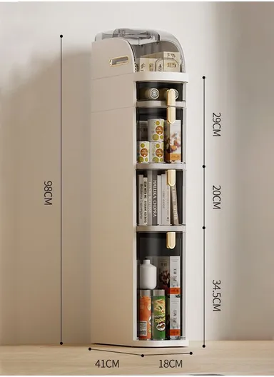 4-Tiers Plastic Bathroom Storage Cabinet, Narrow Slim Gap Floor Organizer, Side Unit Waterproof with Drawers &amp; Handle Small Kitchen Laundry