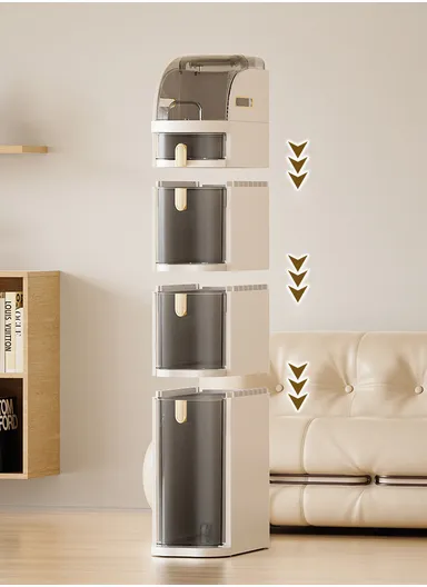 4-Tiers Plastic Bathroom Storage Cabinet, Narrow Slim Gap Floor Organizer, Side Unit Waterproof with Drawers &amp; Handle Small Kitchen Laundry