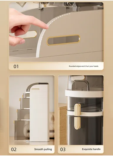 4-Tiers Plastic Bathroom Storage Cabinet, Narrow Slim Gap Floor Organizer, Side Unit Waterproof with Drawers &amp; Handle Small Kitchen Laundry