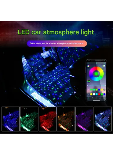 4Pcs LED Atmosphere Starlight Car Seat Bottom RGB Interior Lamp With Remote 7 color and Voice Control