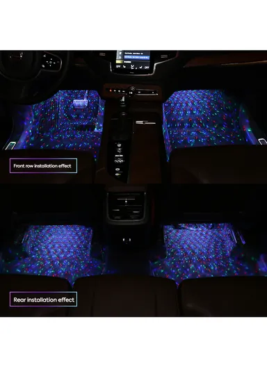 4Pcs LED Atmosphere Starlight Car Seat Bottom RGB Interior Lamp With Remote 7 color and Voice Control