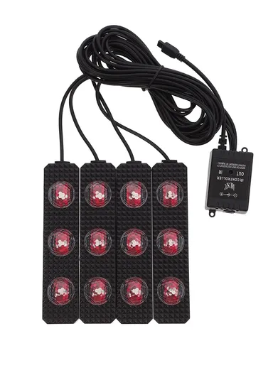 4Pcs LED Atmosphere Starlight Car Seat Bottom RGB Interior Lamp With Remote 7 color and Voice Control