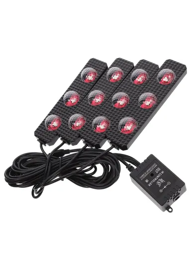 4Pcs LED Atmosphere Starlight Car Seat Bottom RGB Interior Lamp With Remote 7 color and Voice Control