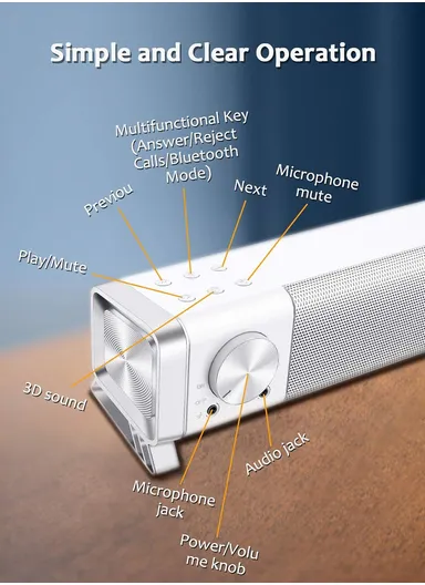 Bluetooth 5.0 Soundbar with 7.1 Virtual Surround Sound, Powerful Home Theater Speaker for TV, Gaming &amp; Music  LS 