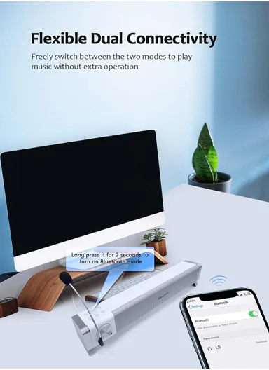 Bluetooth 5.0 Soundbar with 7.1 Virtual Surround Sound, Powerful Home Theater Speaker for TV, Gaming &amp; Music  LS 