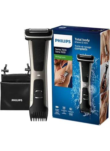 4D Body Groomer with 2D Foil Shaver, Back Reach Attachment, 80-Min Cordless Use &amp; 5 Length Combs – BG7025/13
