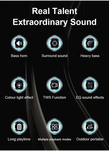 100W Subwoofer Speaker High Quality Loud Portable Audio Player A60 Bluetooth Connectivity Home Microphone ZQS-X8W - Black