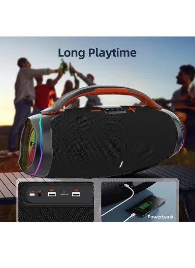 100W Subwoofer Speaker High Quality Loud Portable Audio Player A60 Bluetooth Connectivity Home Microphone ZQS-X8W - Black