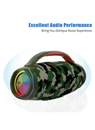 100W Subwoofer Speaker High Quality Loud Portable Audio Player A60 Bluetooth Connectivity Home Microphone ZQS-X8W - Camo