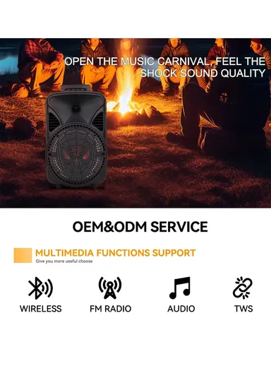 8" DJ Speaker Subwoofer Wireless BT Sound BOX Party Speaker ZQS-806