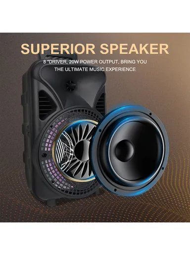 8" DJ Speaker Subwoofer Wireless BT Sound BOX Party Speaker ZQS-806